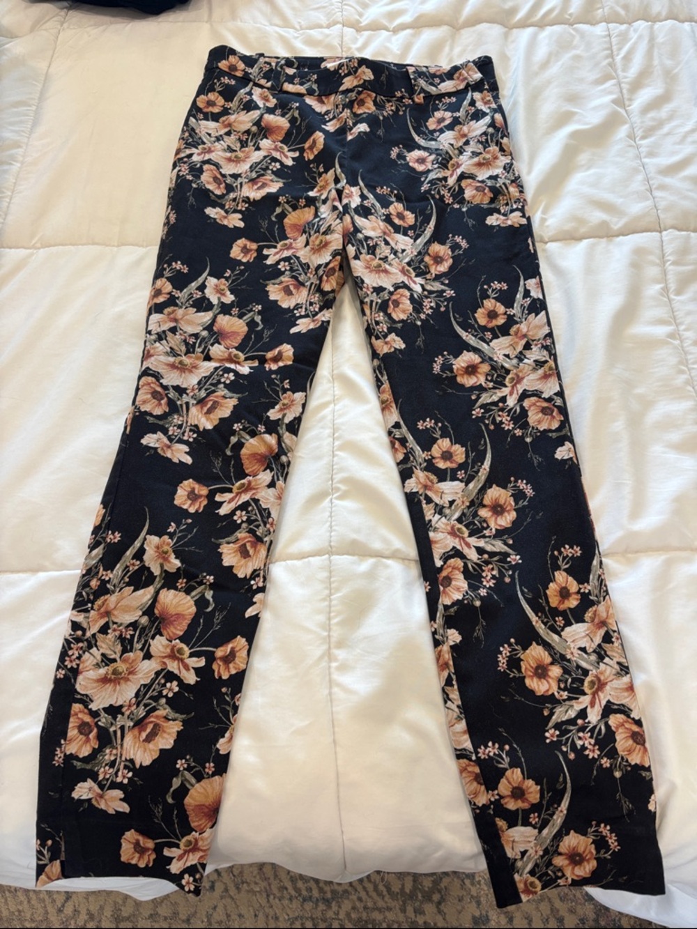 Floral Print Women's Pants - Black with Blush Floral